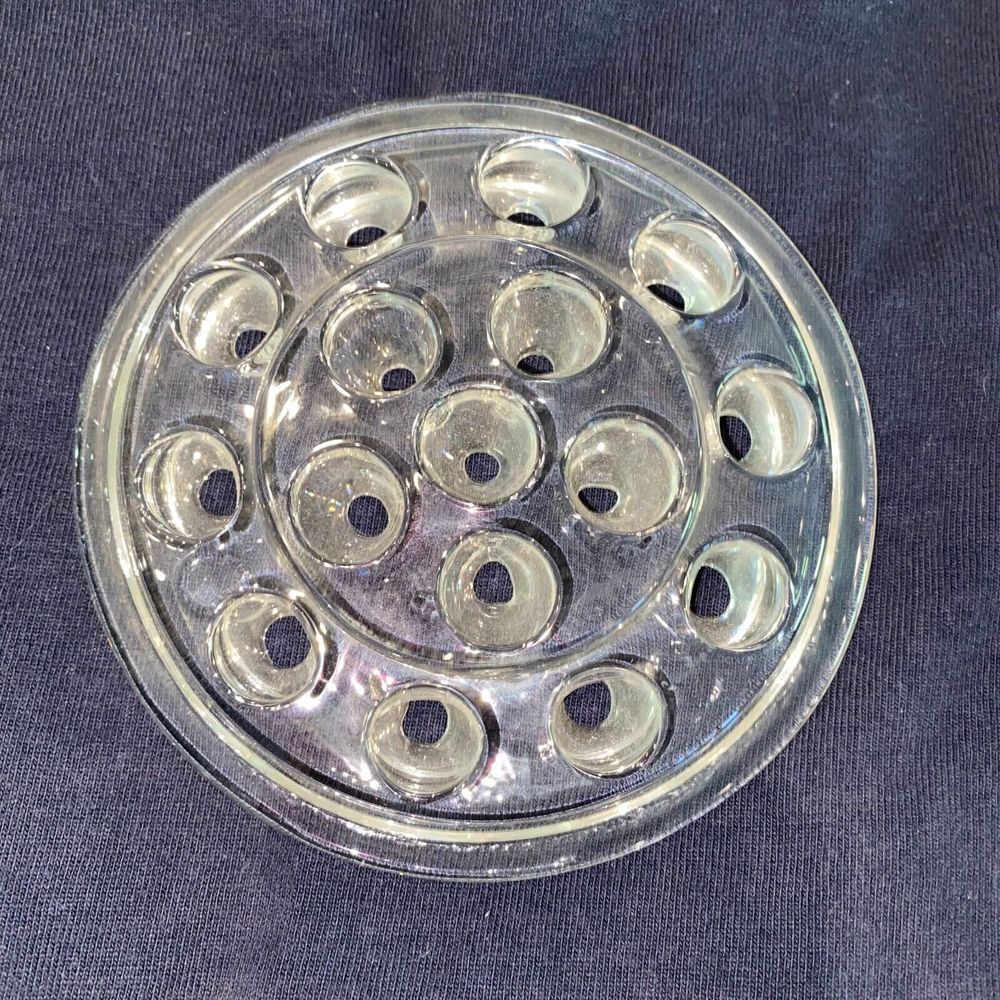 Vintage Clear Glass‎ Flower Frog Stem Holder 16 Holes 5" For Floral Arrangements